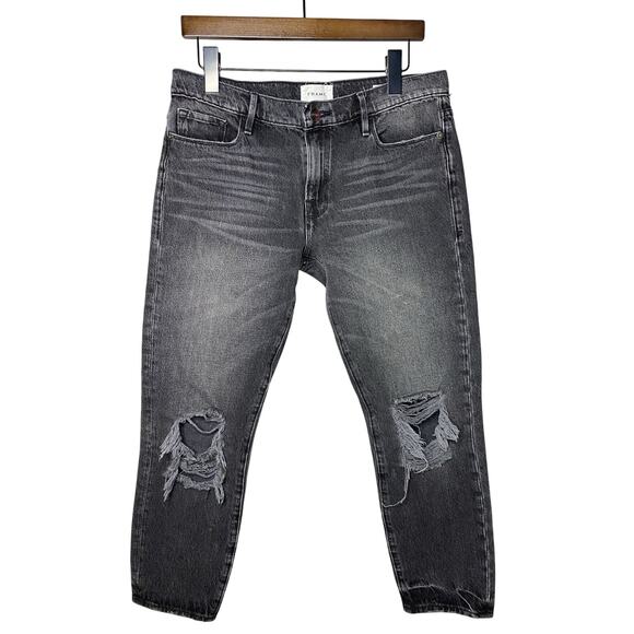 Frame Jeans Women's 25 Black Le Garcon Crop Jeans Dark Wash Denim Straight - Picture 1 of 7